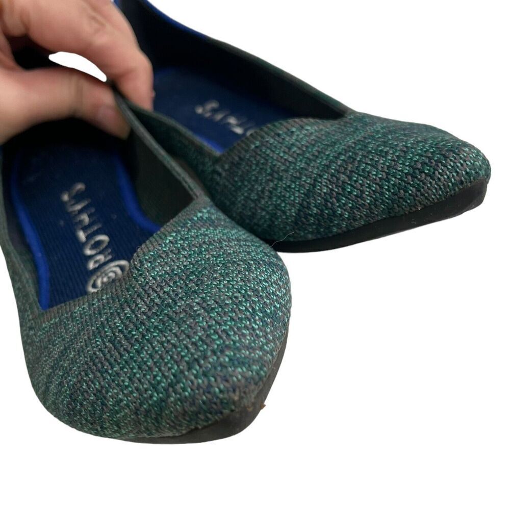 Rothy’s The Point Aqua Heather Ballet Flats Slip On Pointed Toe Women’s Size 6 - Picture 7 of 12